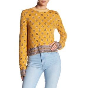 Free People Yellow New Age Print Crop Sweater